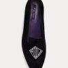 Zapatos planos de terciopelo bordado Ralph Lauren Alonzo para mujer, color negro Zapatos planos de terciopelo bordado Ralph Lauren Alonzo para mujer, color negro