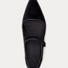 Zapatos planos Mary Jane de terciopelo Ralph Lauren negros con punta para mujer Zapatos planos Mary Jane de terciopelo Ralph Lauren negros con punta para mujer
