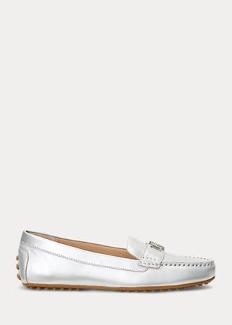 Zapatos planos Ralph Lauren Barnsbury de piel napa metalizada para mujer, color plateado Zapatos planos Ralph Lauren Barnsbury de piel napa metalizada para mujer, color plateado