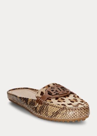 Zapatos planos Ralph Lauren Brynn de piel y pelo de becerro con relieve de serpiente para mujer Zapatos planos Ralph Lauren Brynn de piel y pelo de becerro con relieve de serpiente para mujer